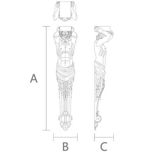 wooden extra large artistic atlas statue corbel - 1